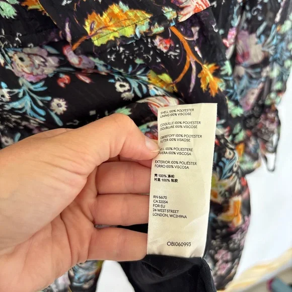 Free People Floral Long Sleeve Dress - Black and Multicolor - Picture 4 of 6